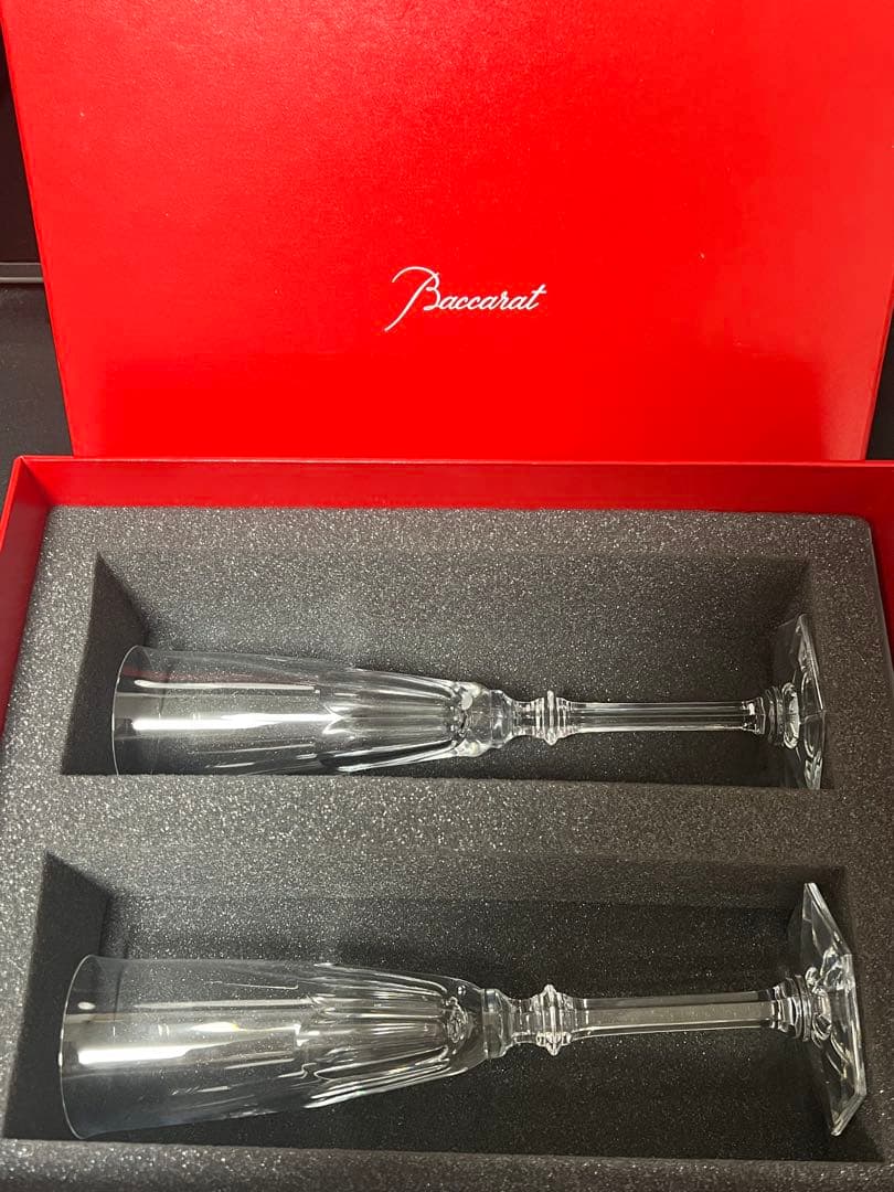 Baccarat クリスタルバカラシャンパングラス フルート 2個セット 箱付き
