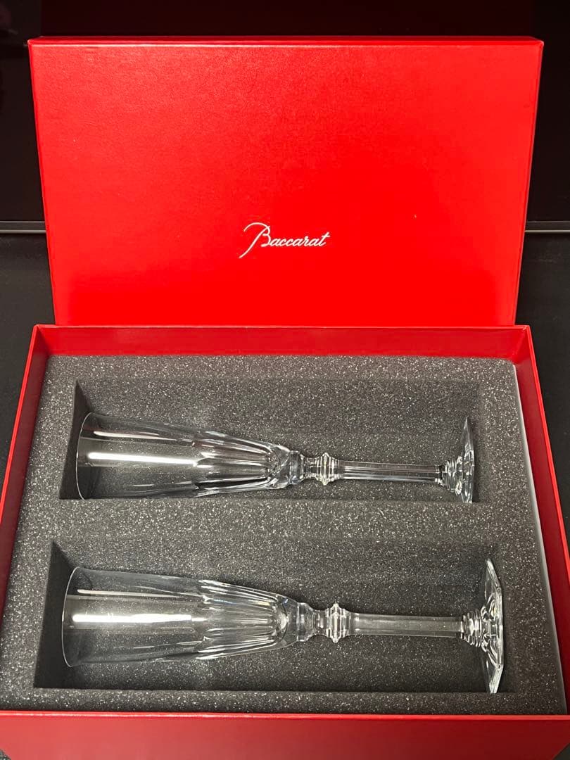 Baccarat クリスタルバカラシャンパングラス フルート 2個セット 箱付き