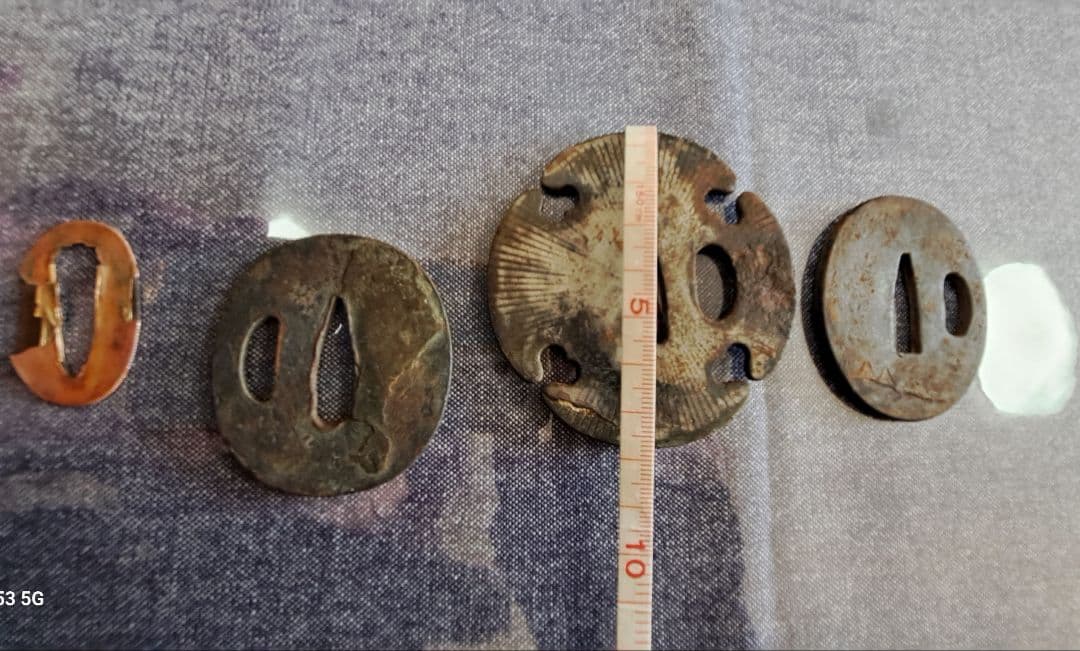 時代 刀装具 鍔 日本刀 つば 金張 象嵌 まとめ 4点 骨董 古美術 鉄鍔