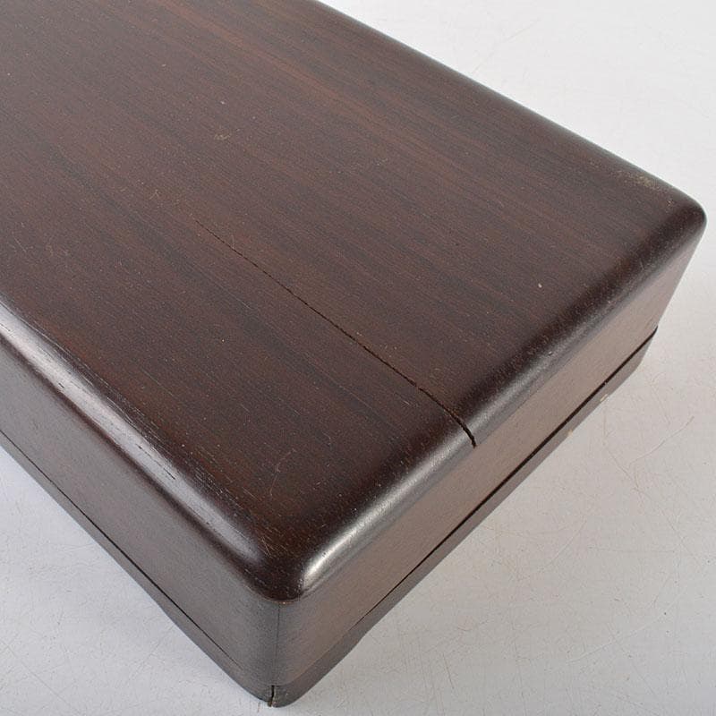 中国　書道具　端渓硯　唐木箱付　V　R7277