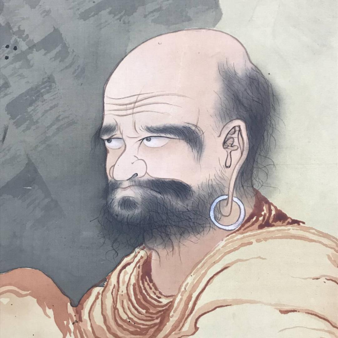 【真作】春林/朱達磨図/ダルマ図/人物図/掛軸/名家伝来/AC-383