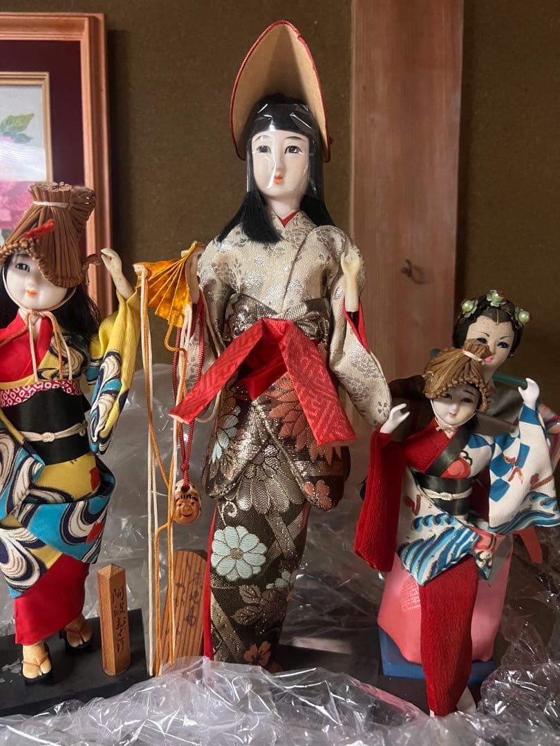 昭和 日本舞踊人形 阿波踊り 木札付き 4体セット レトロ