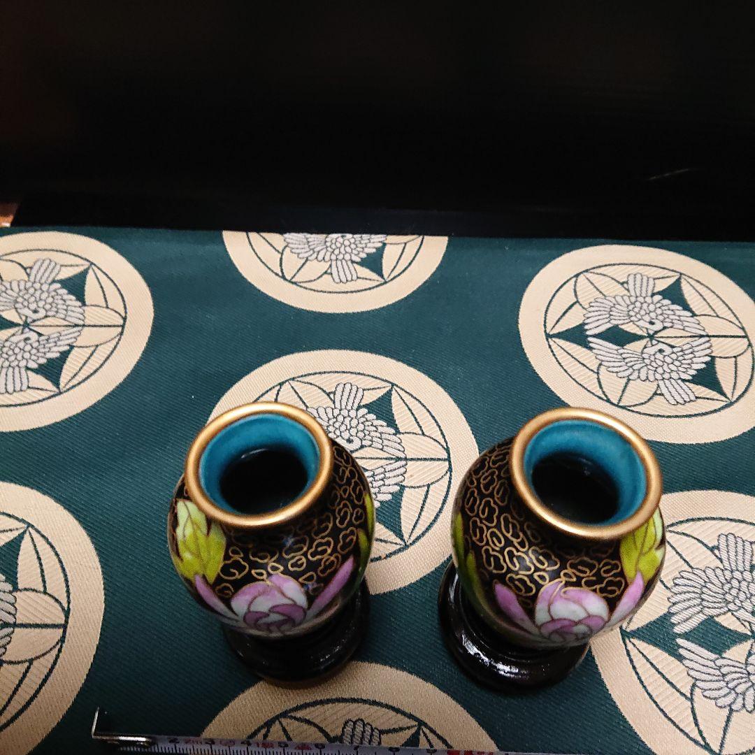 七宝花瓶、銅七宝焼時代物