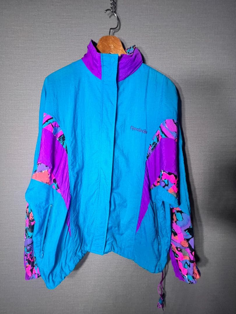 90s Reebok リーボック ビンテージ ナイロンジャケット マルチカラー