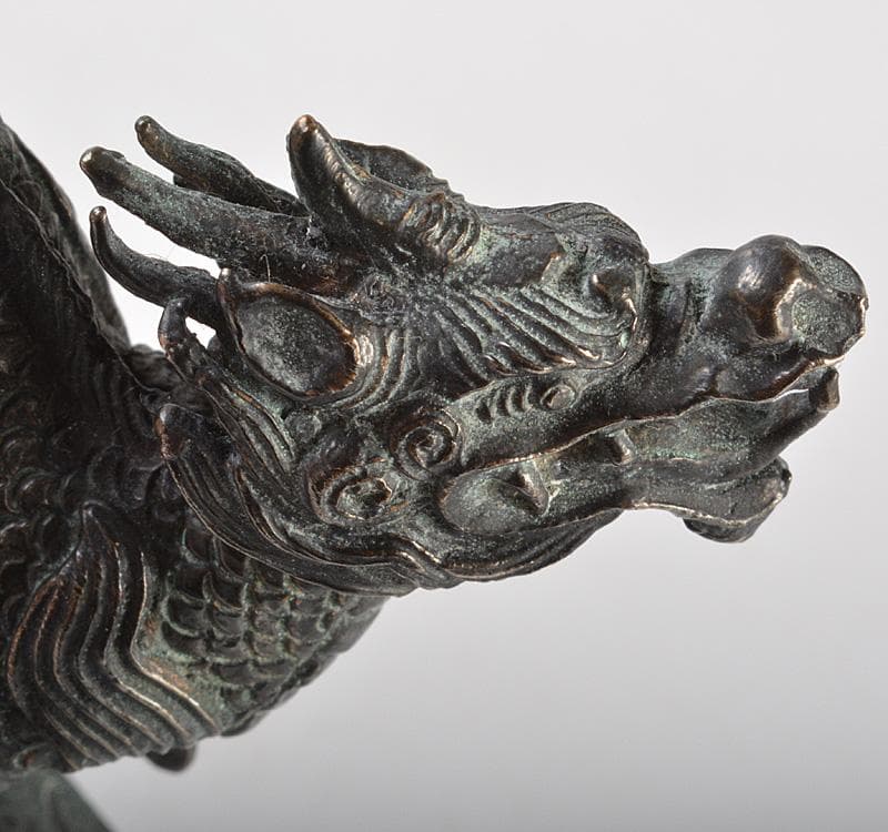 中国　古銅青銅　神獣　置物　時代箱付　V　R5200