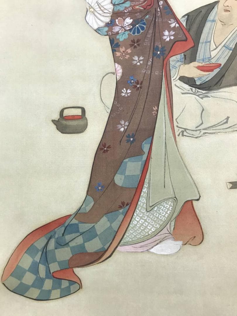 【真作】玉泉/左甚五郎美人像図/美人図/美人画/掛軸/名家伝来/AD-70