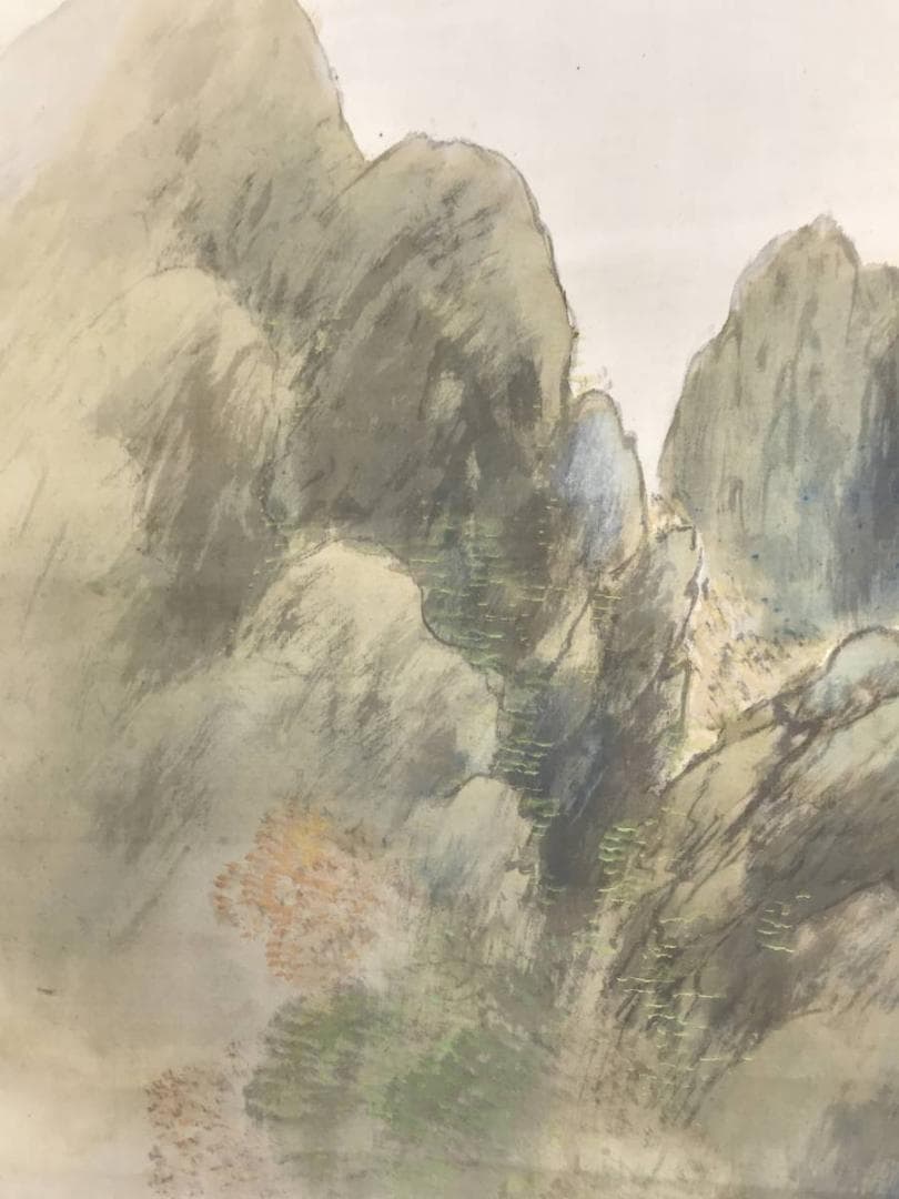 真作/公邨/秋景山村図/山水図/山家秋色/掛軸/名家伝来/AD-851