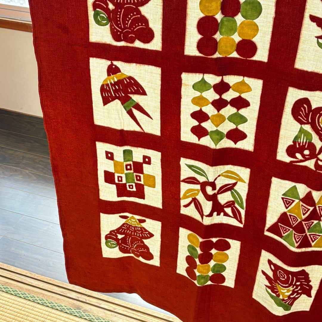 柚木沙弥郎　型染　タペストリー　日本民藝館