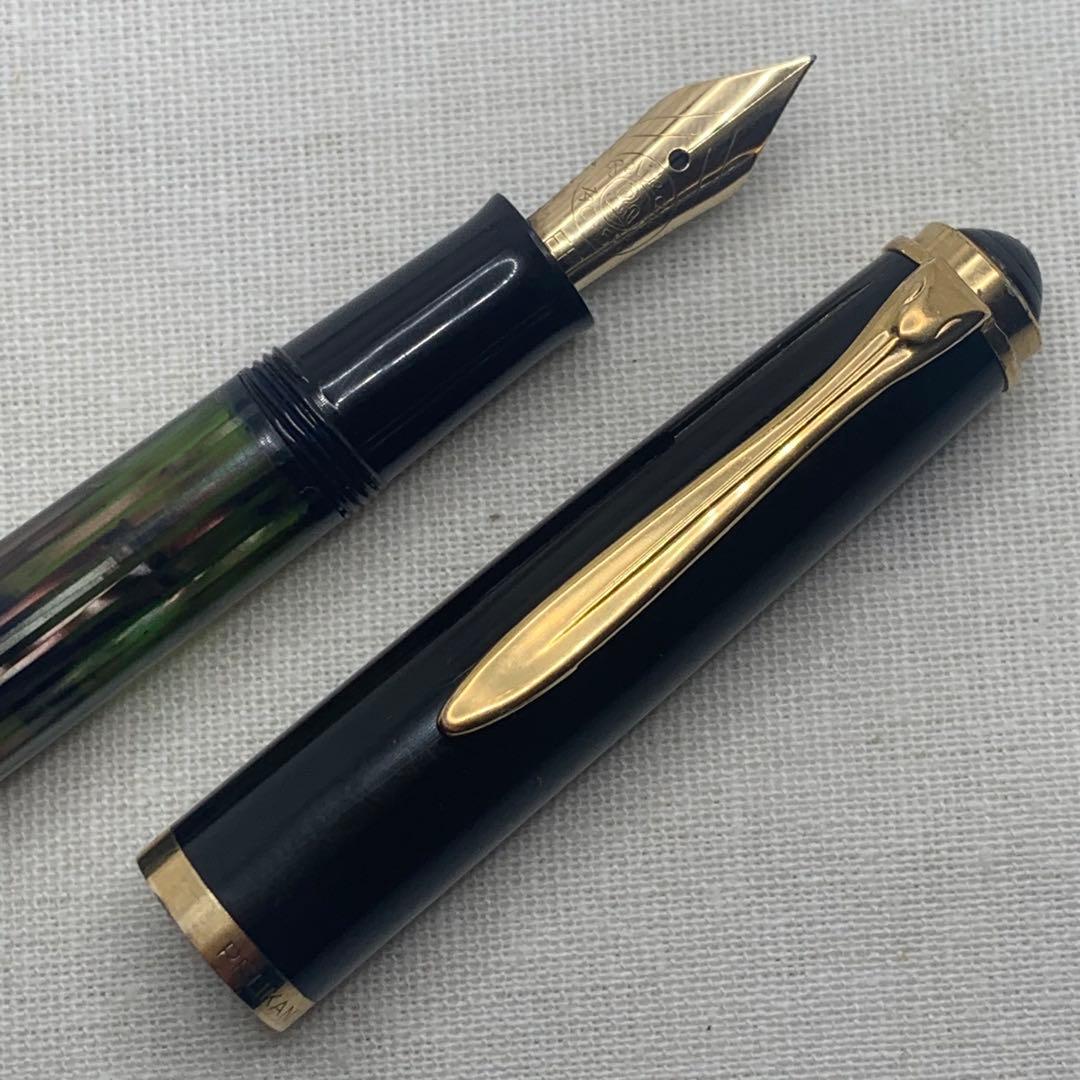 ペリカン　400NN M&K 茶縞 万年筆 14C 字幅EF（極細字）