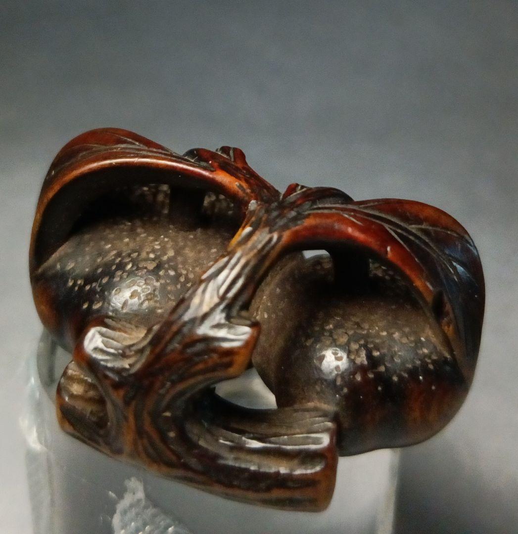 無銘 柘植彫 根付 「柿の実」