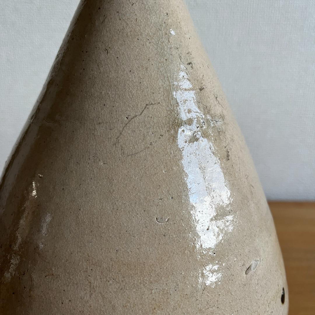 李朝 粉引 大徳利 朝鮮古陶磁 高35.8cm 口縁欠けあり