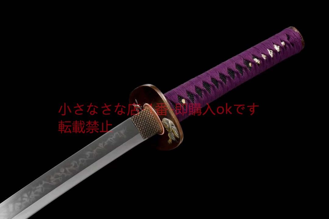 精品銅装鎏金銀精彫T10焼刃『武田信玄』古兵器  刀装具 日本刀 模造刀 居合刀