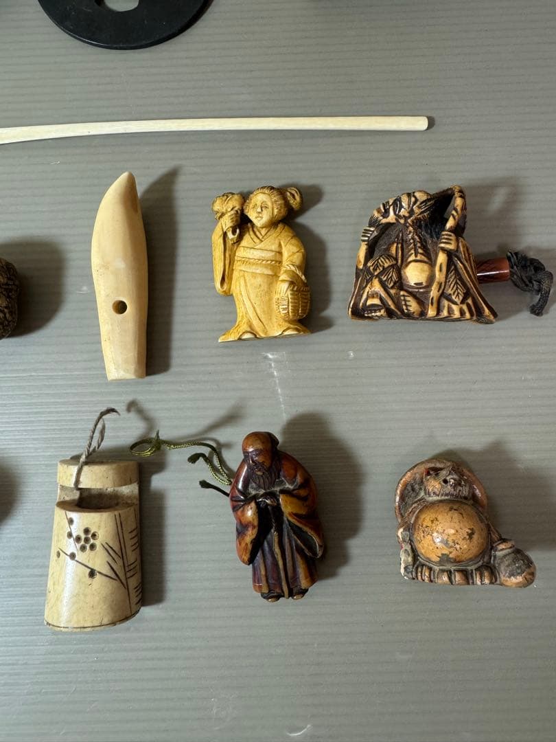 2918 時代提げ物 根付 合計17点　天然素材　時代物