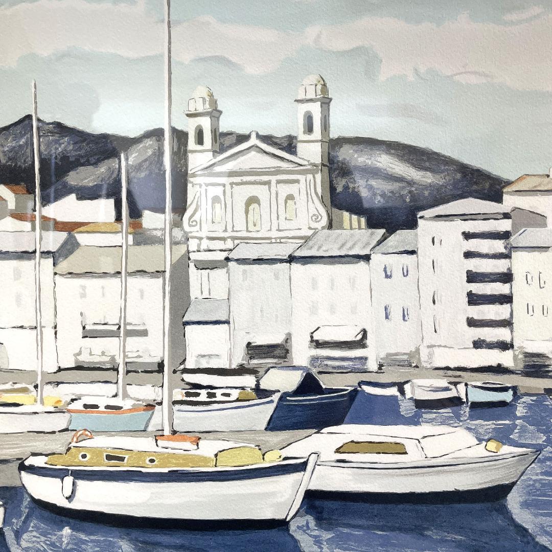 ジャン・クロード・キリチ『サントロペの港』大判 リトグラフ 真作 直筆サイン入り