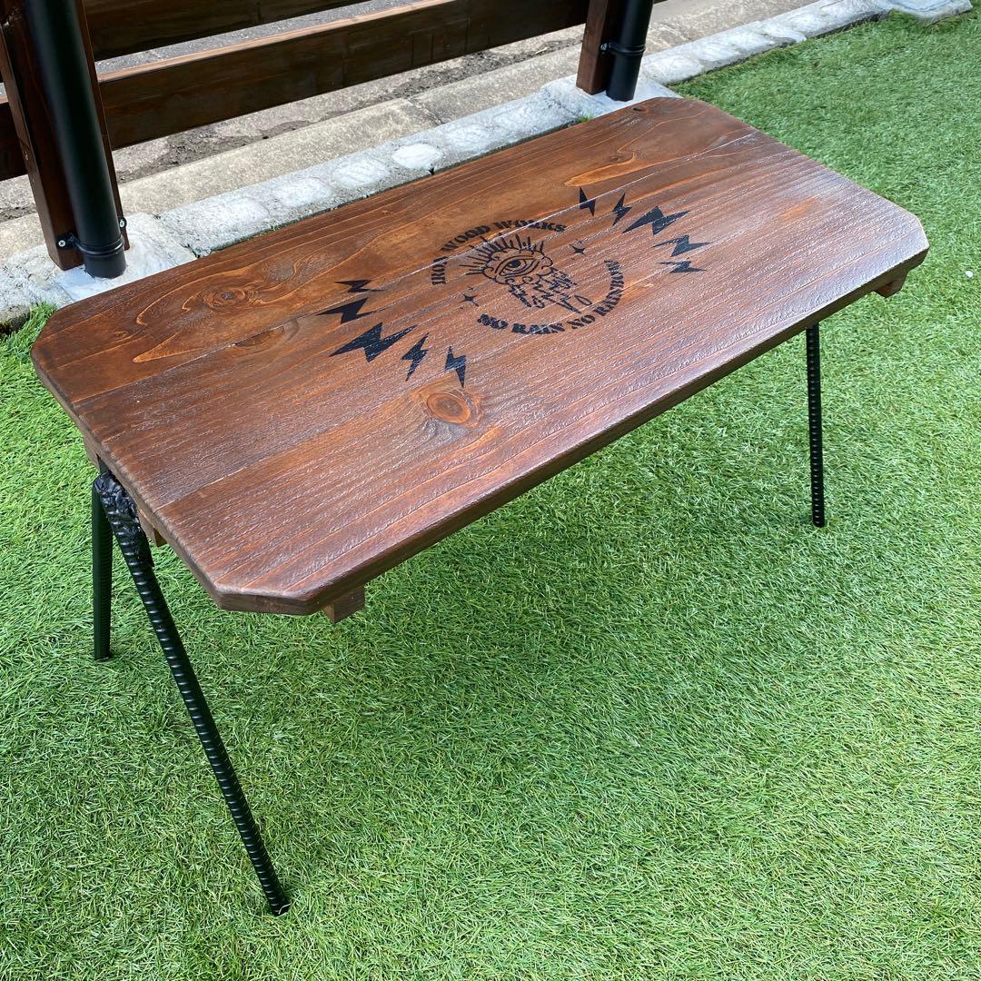 アイアンテーブル　キャンプテーブル　ハンドメイド　サイドテーブル　男前　無骨