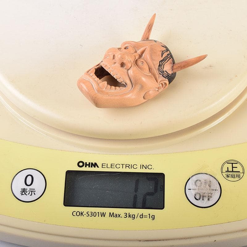 時代提げ物　木彫　面根付　能面　お面　般若面　C　7926