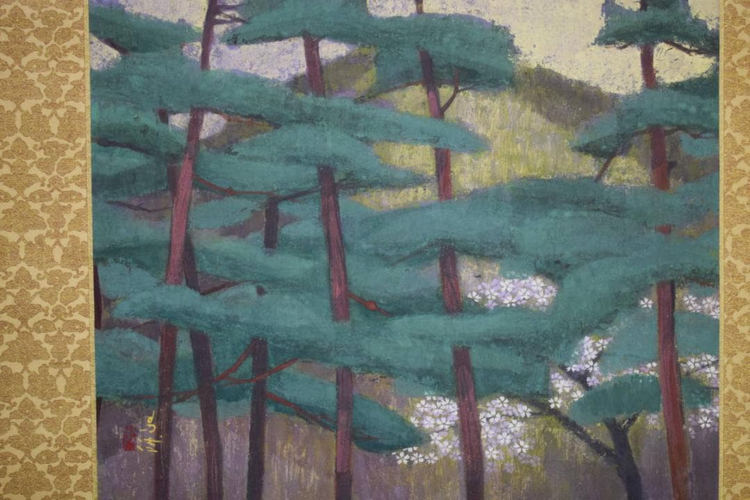 不詳/作者不詳/松山桜花図/桐箱太巻二重箱付/布袋屋掛軸HG-893