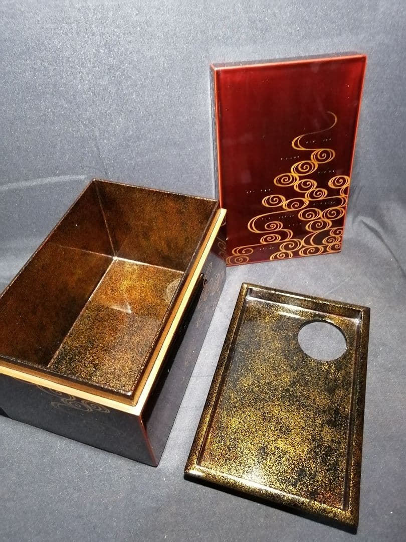 【茶道具】観世波花ノ絵茶箱　司光作 茶道具セット付属　茶箱85