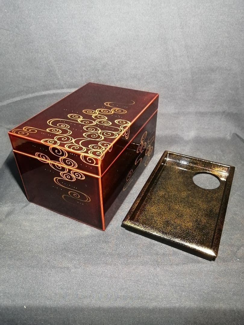 【茶道具】観世波花ノ絵茶箱　司光作 茶道具セット付属　茶箱85