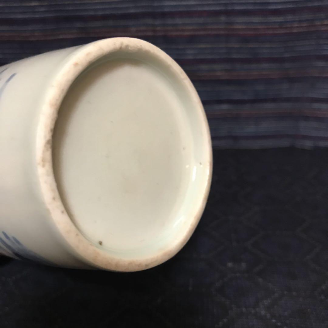 珍品形　江戸期古伊万里（切込焼？）　小瓶形柳図徳利　本物保証