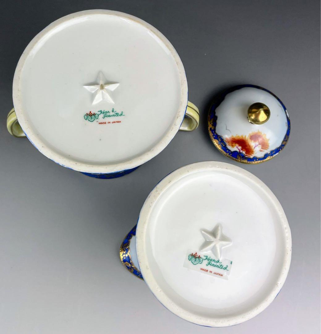 オールドニッポン カモメ 風景図 シュガーボウル クリーマー アールヌーボー