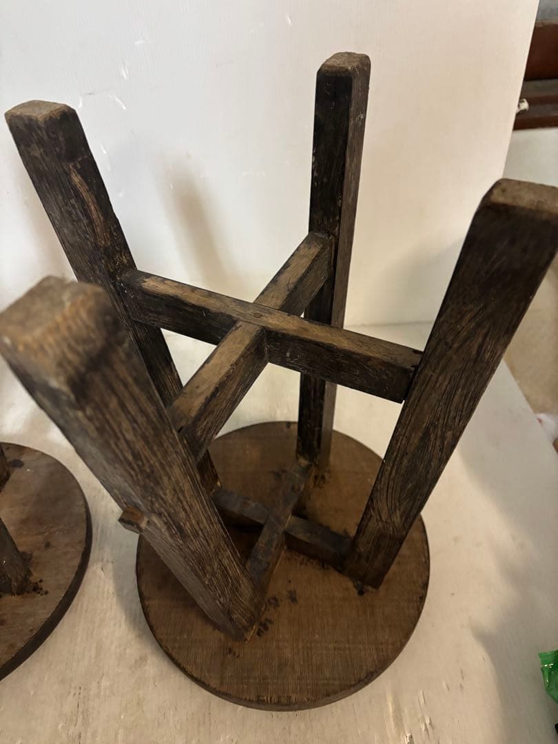 【希少2個セット‼️】昭和レトロ アンティーク ヴィンテージ風 丸椅子