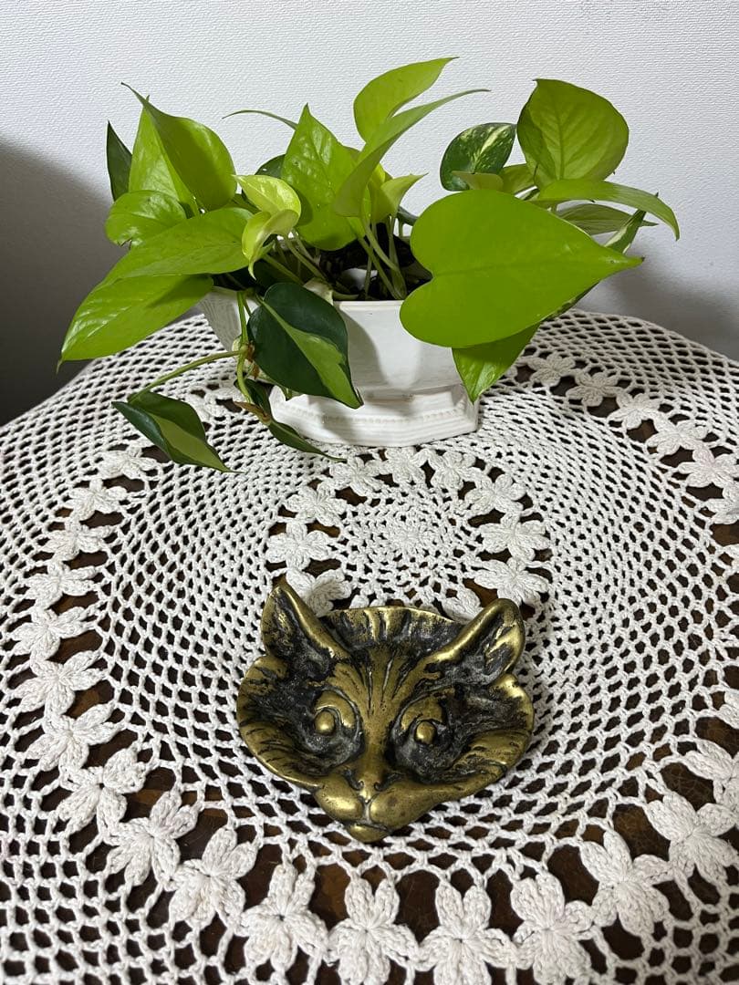 英国 猫 cat 真鍮 プレート アンティーク 1950年頃　ヴィンテージ