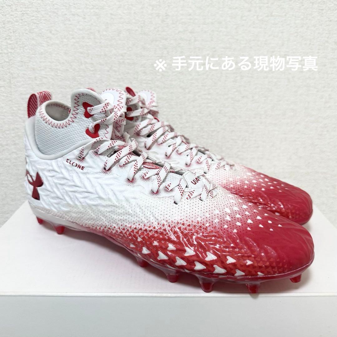 アンダーアーマー 28 スポットライト アメフト スパイク シューズ 赤 靴
