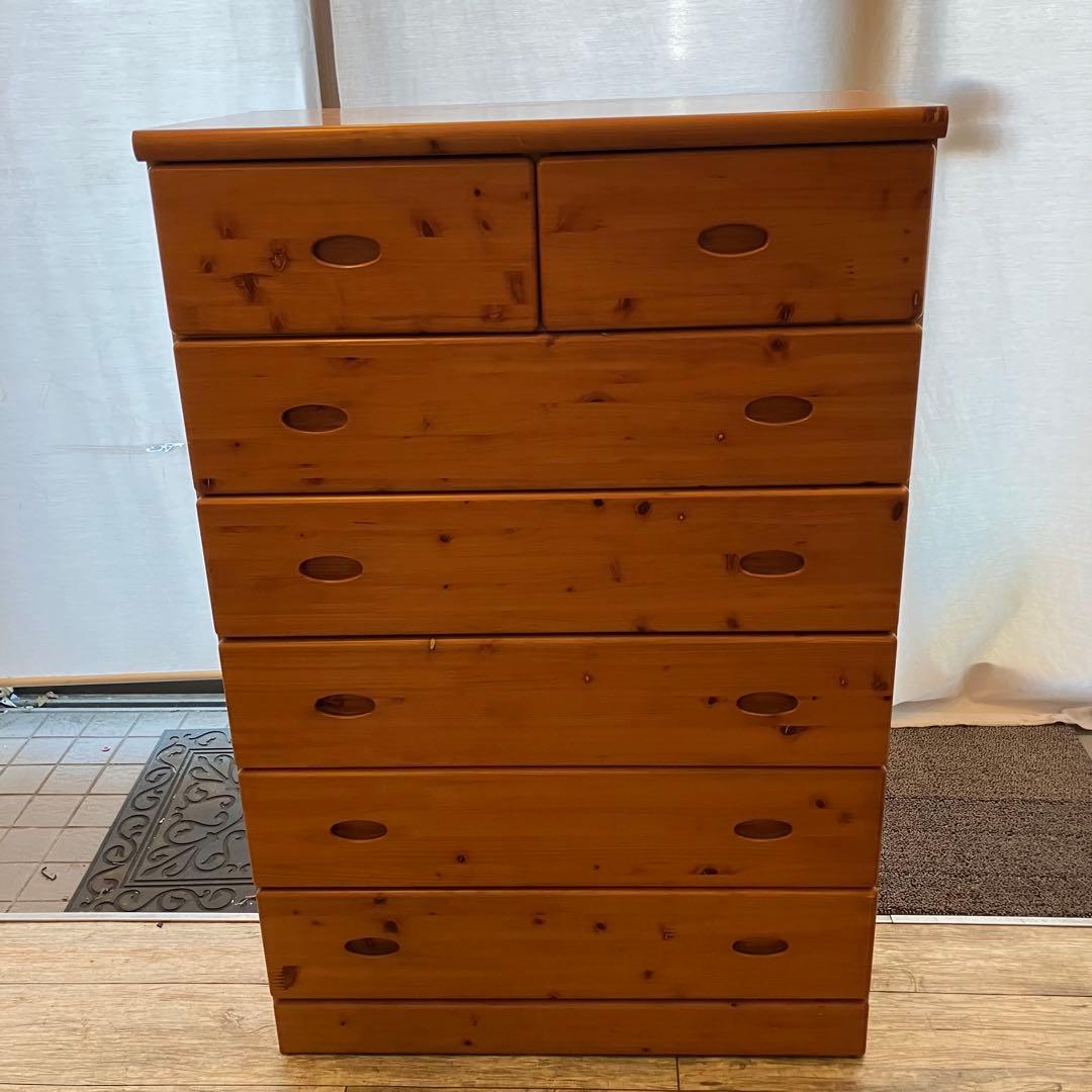 ソエジマ工芸 木製ハイチェスト コロラド 幅80 カントリー調 6段タンス