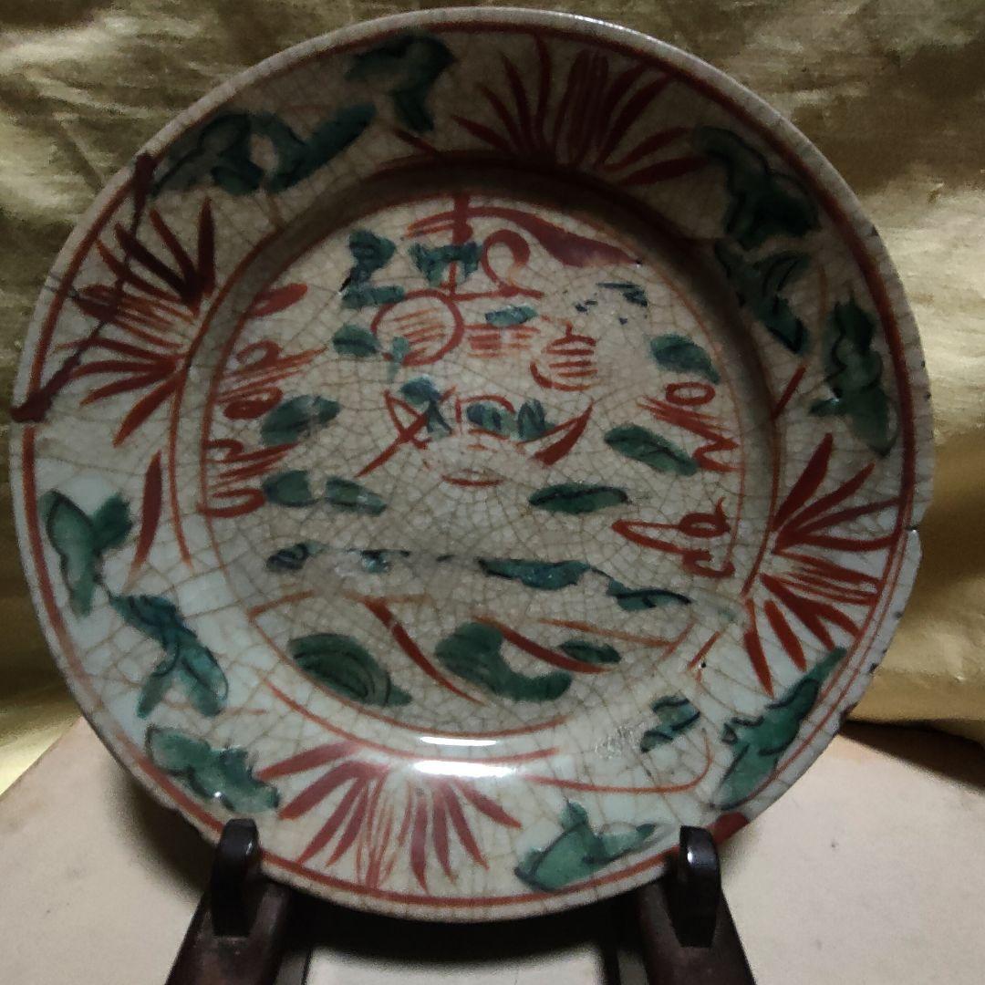 呉須赤絵　時代物　皿　骨董アンティーク