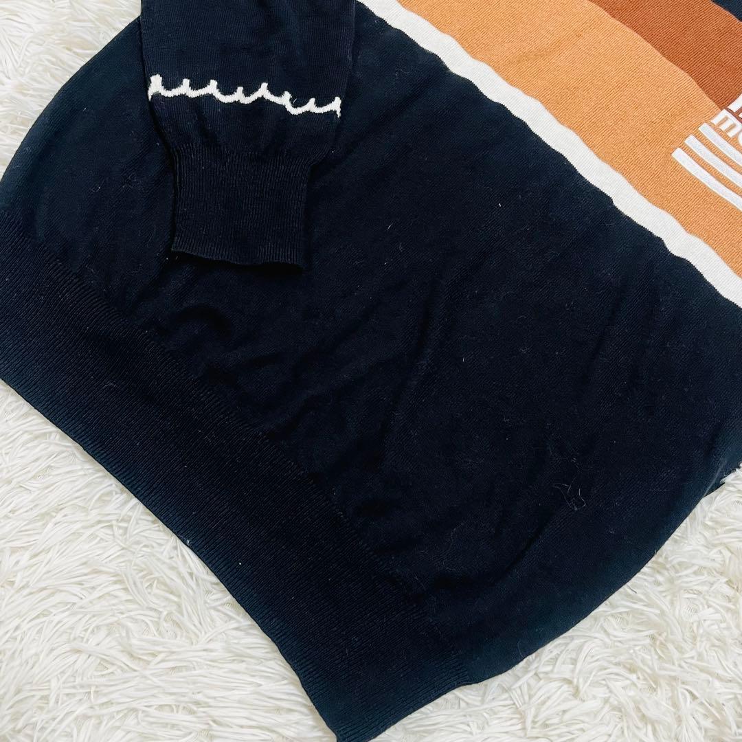 【完売品】ムータマリン　アクセントボーダー　クルーネックセーター　カシミヤ混