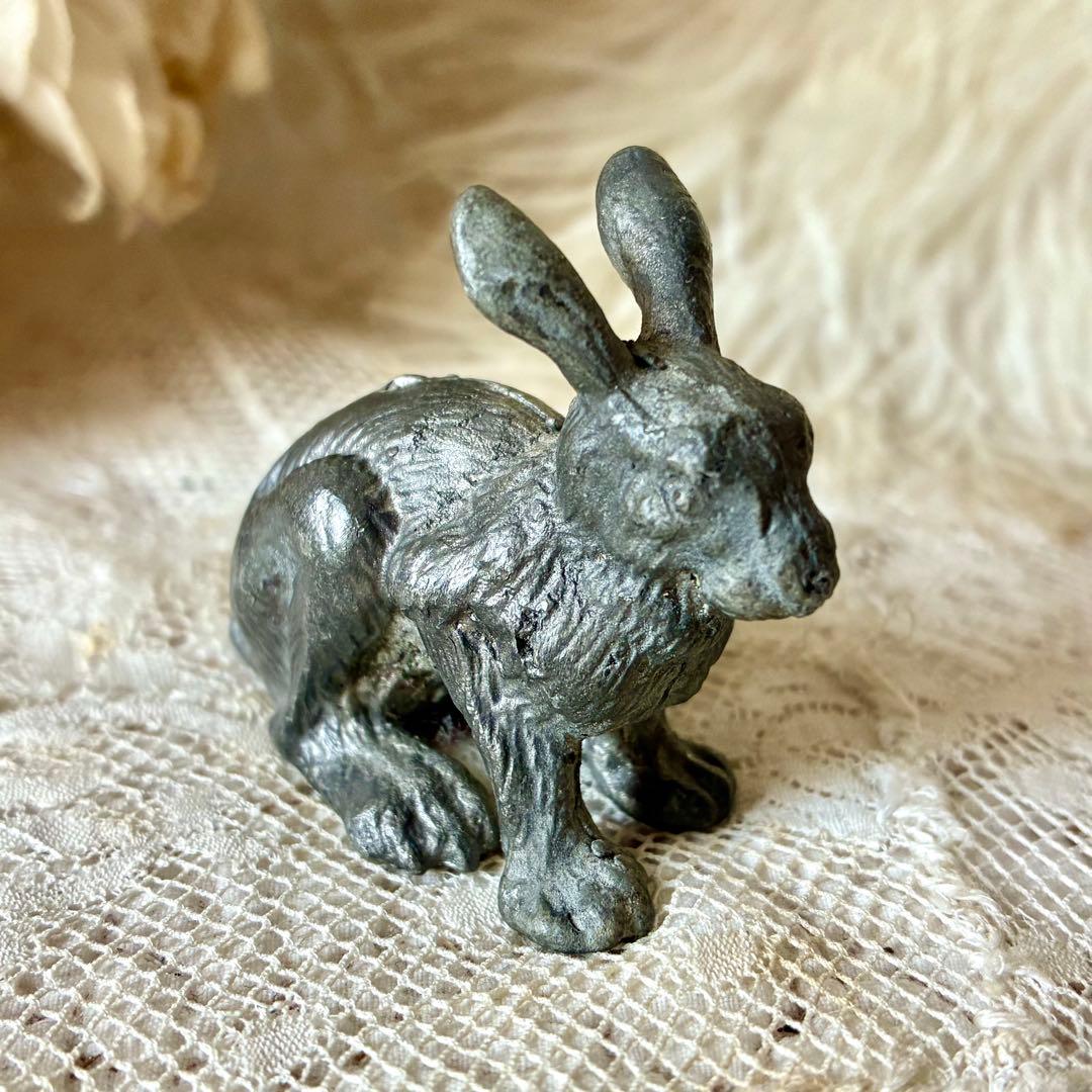 19世紀うさぎフィギュア　オブジェ　ペーパーウェイト　フランスアンティーク
