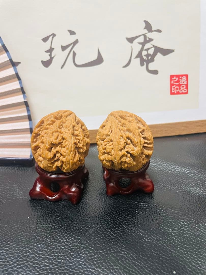 ❤️No.425遊ぶクルミ　文玩核桃 精配大粗筋（夫妻对拜，座山雕） 异形希少