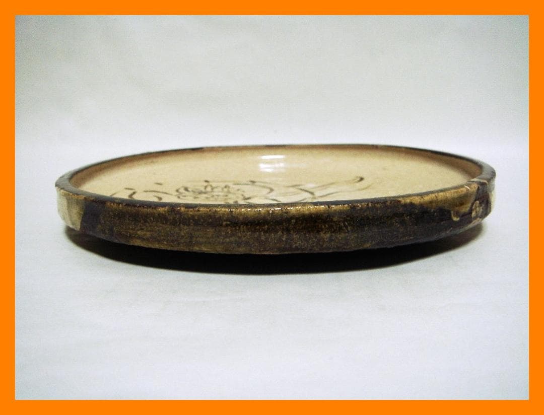 879『織部 雷神 皿』風神雷神図　/骨董品 古美術 アンティーク 古玩