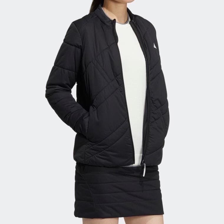 【S】秋冬 アディダス ゴルフ 保温 キルティング 中綿セットアップ 黒