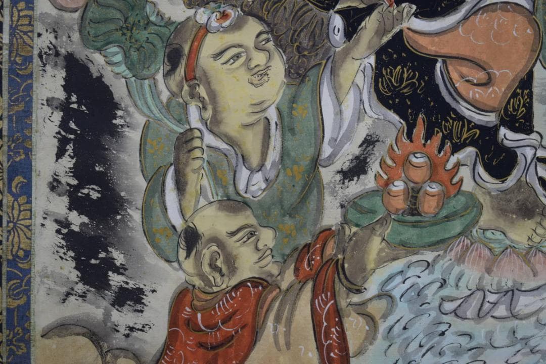 真作/作者不明/古画観音図/布袋屋掛軸HG-552