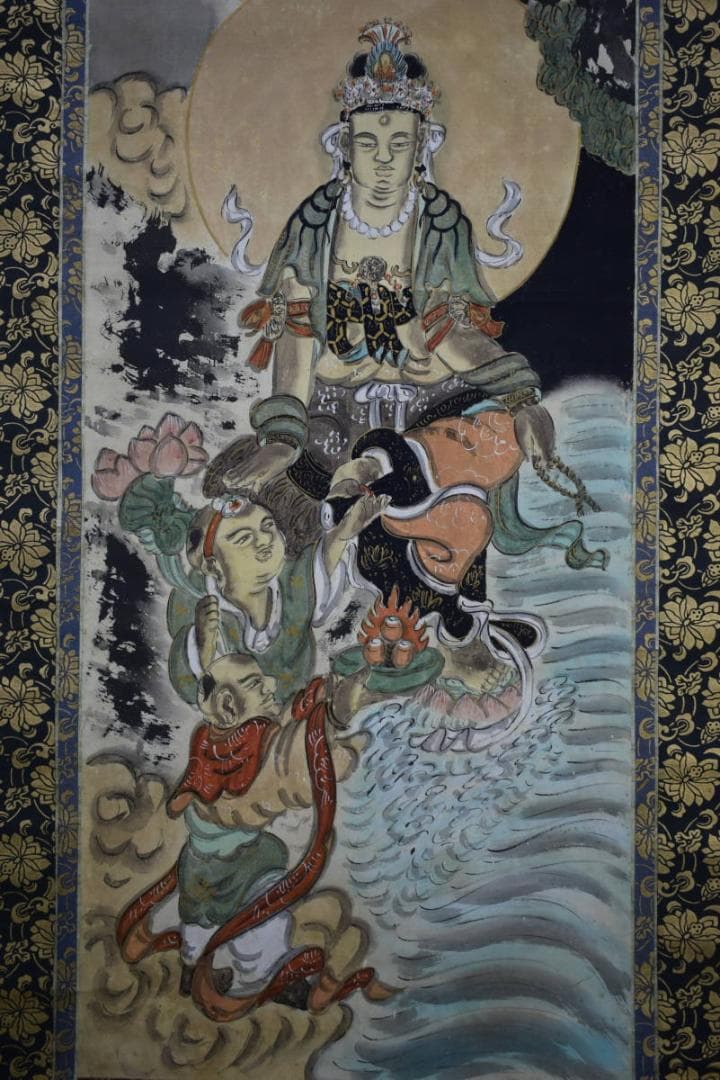 真作/作者不明/古画観音図/布袋屋掛軸HG-552