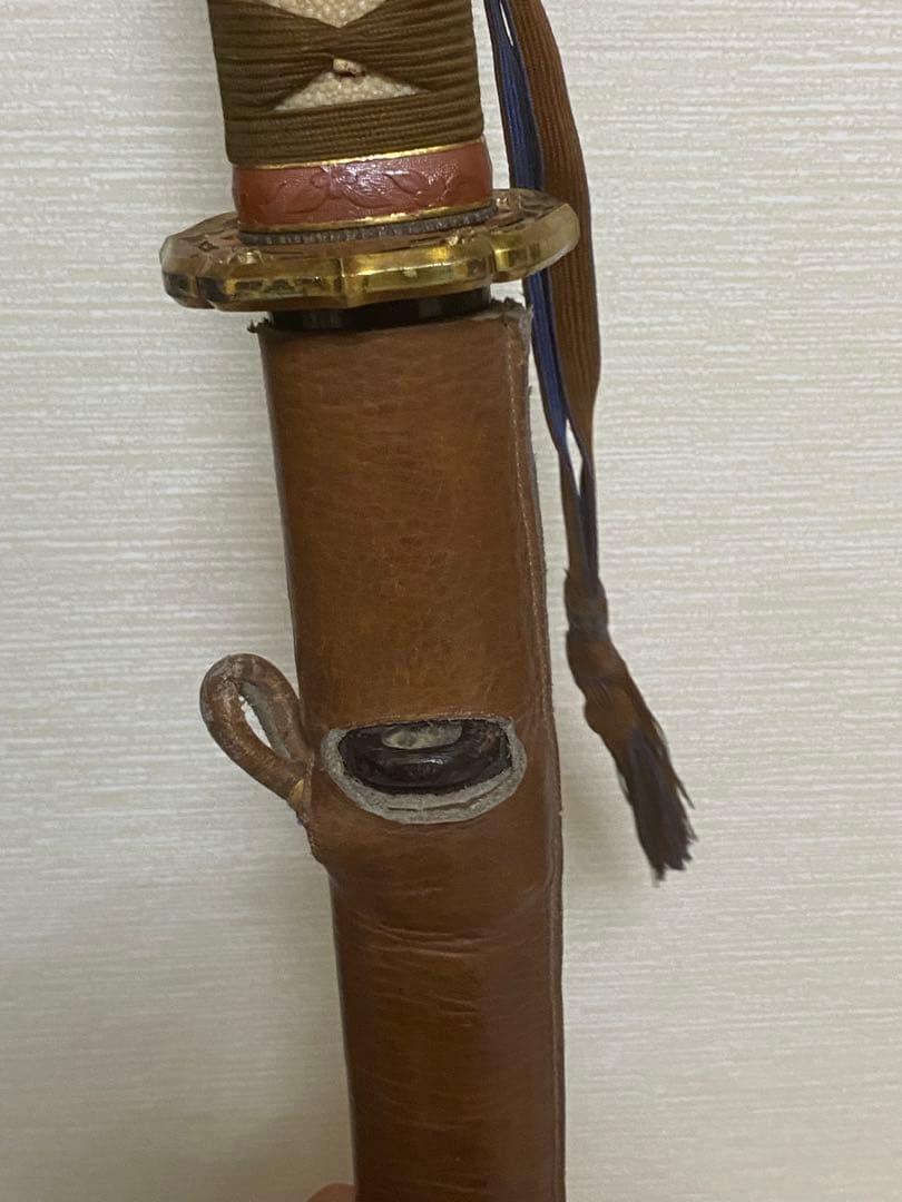 軍刀革鞘付き竹刀日本刀模造刀日本軍指揮官刀全長100cm