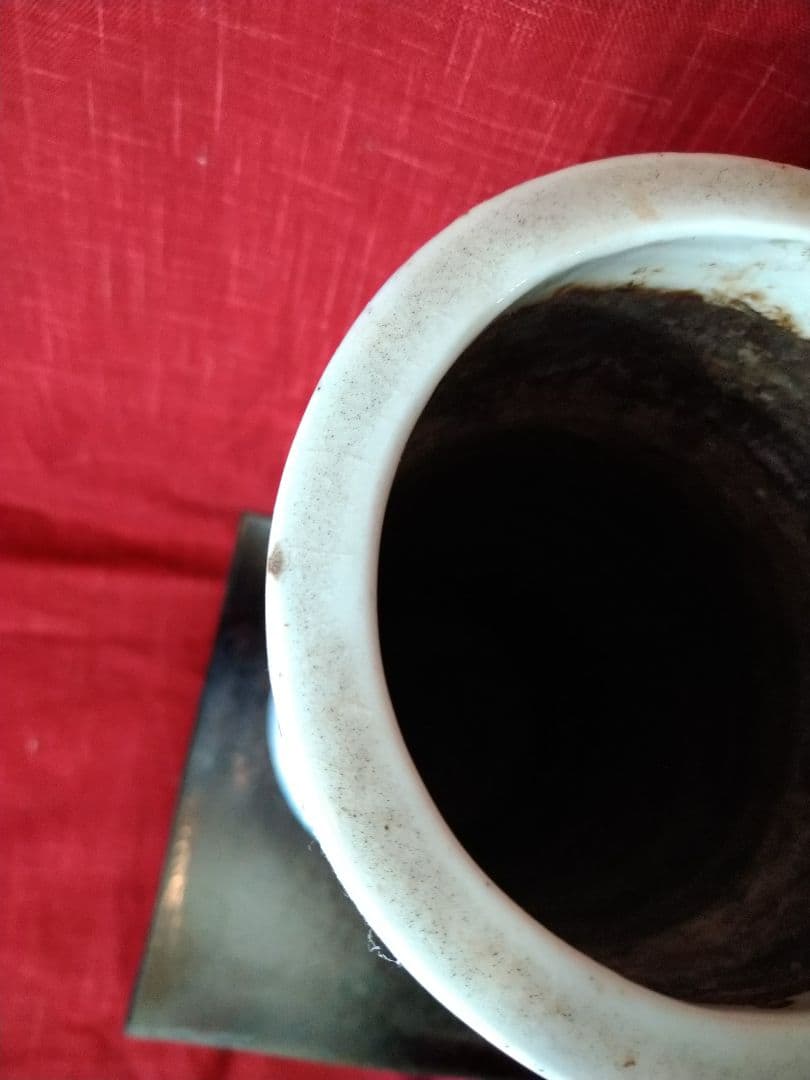 ♥【染付】竹笹・花絵柄　竹筒型　花瓶　円筒形　希少なヴィンテージ有田焼