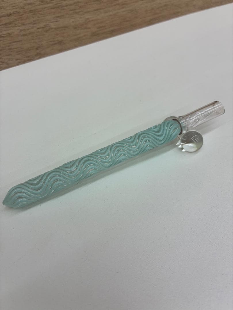 ❥道1652HASE硝子工房 ガラスペン 水色　流水　ショート