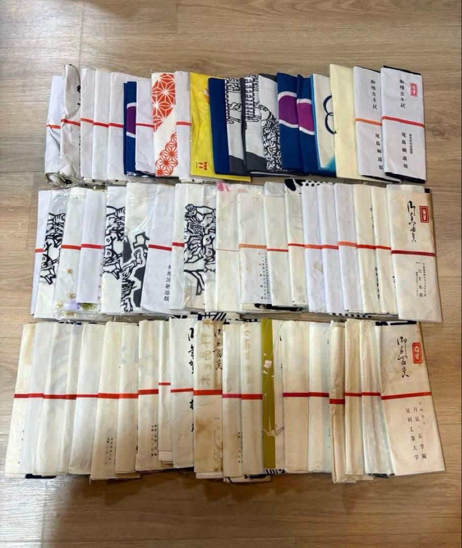 手ぬぐい 手拭い 生地 古布 粗品 昭和レトロ 長期保管品　60枚　まとめて