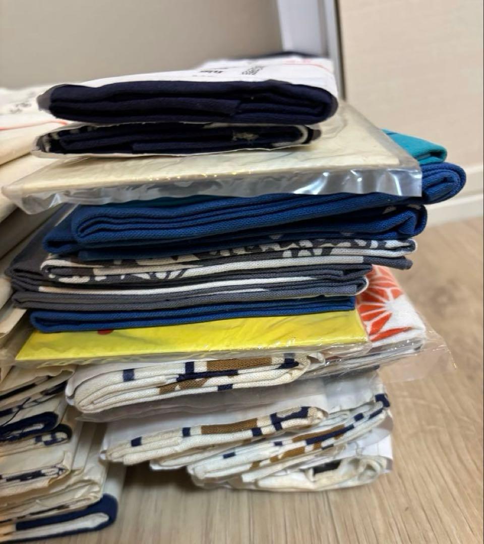 手ぬぐい 手拭い 生地 古布 粗品 昭和レトロ 長期保管品　60枚　まとめて