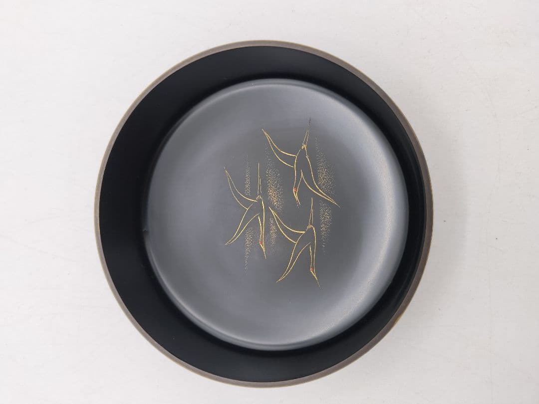 c452 大棗 沈金千羽鶴之図 前志芸男 木箱 茶道具 古物