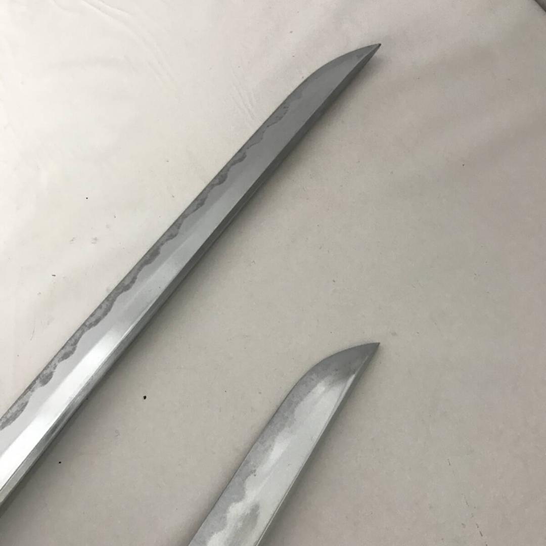 時代物 刀 日本刀 模造刀 大小一組 全長約100/66㎝ 龍目貫 玉龍模様鍔