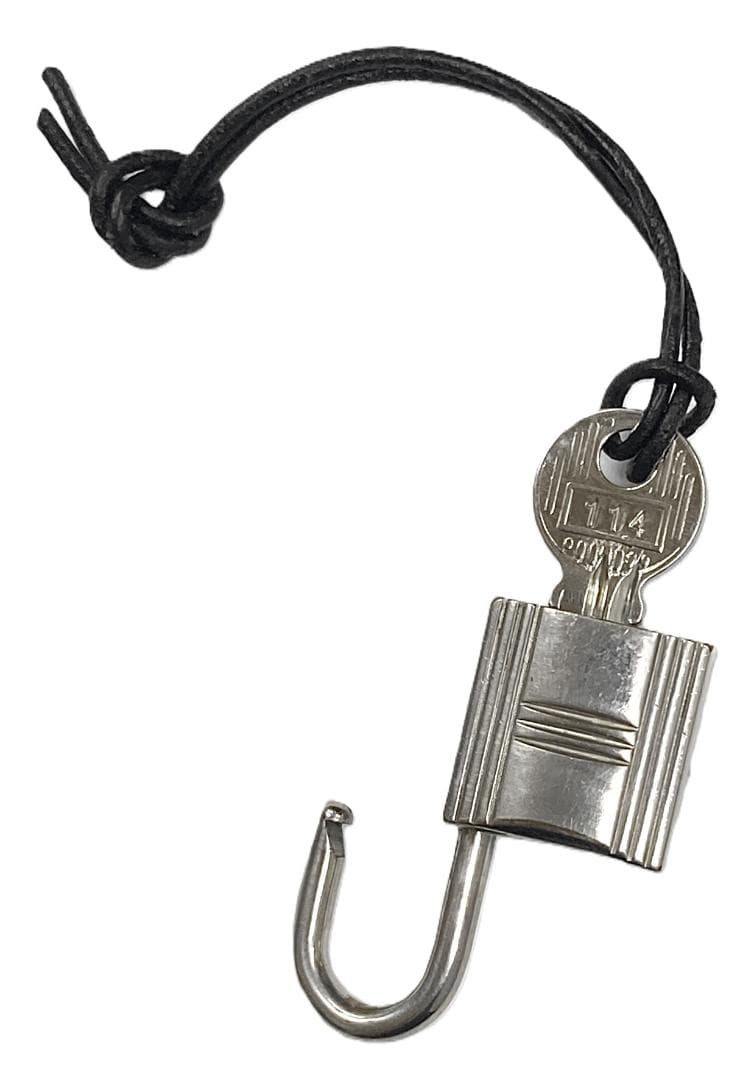 エルメス カデナ＆キー＆革紐 No.114 シルバー 中古品 (62105)