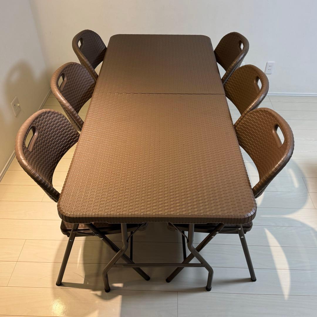 折りたたみ ガーデンテーブルセット7点セット 屋外室内兼用 防水 アウトドア