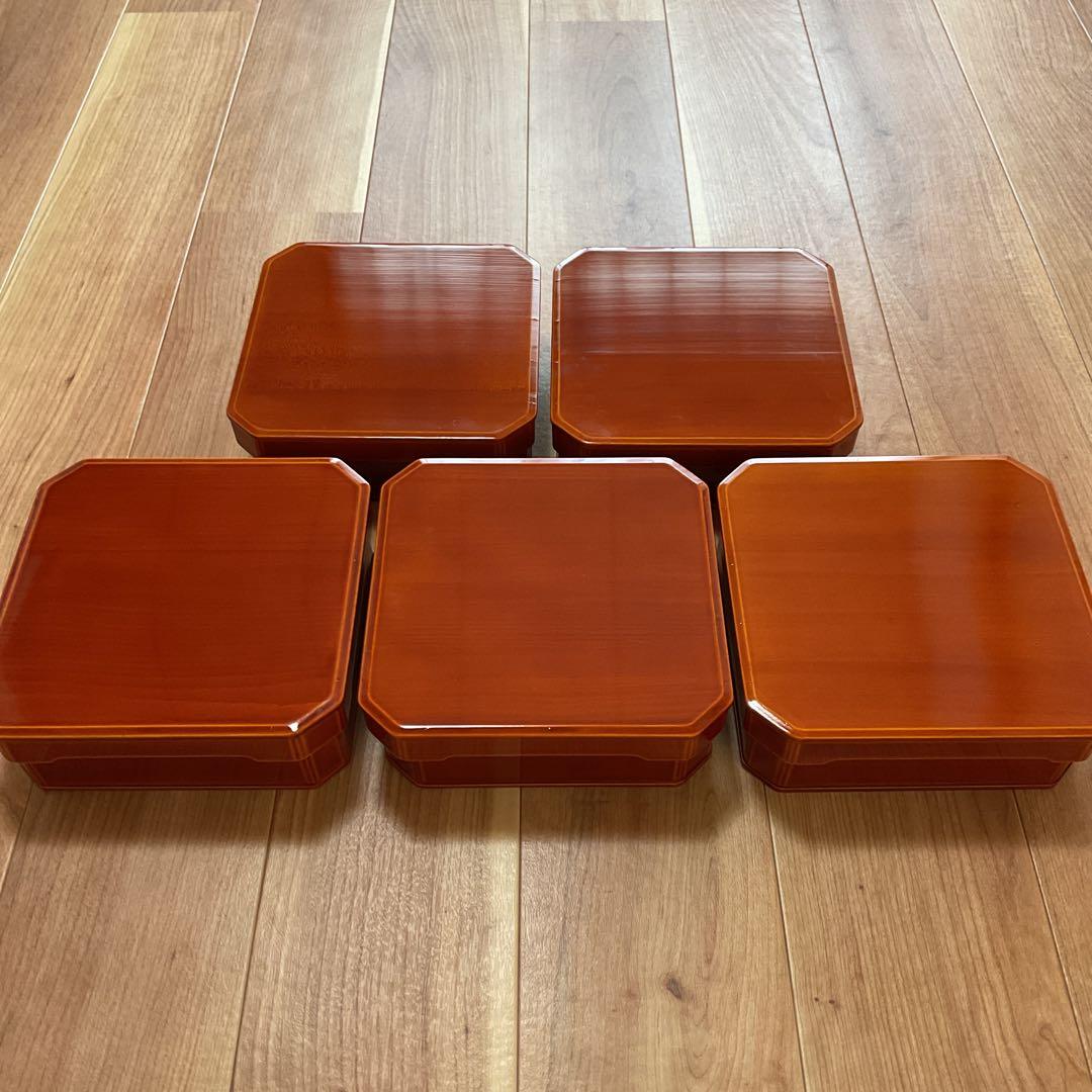 大徳寺弁当 重箱 5組　飛騨春慶塗　木製漆器　懐石