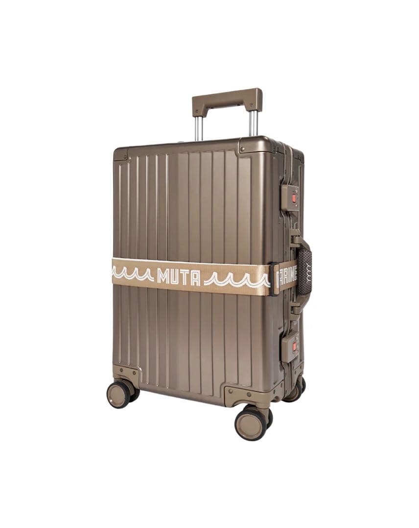 MUTA ブラウン ストライプ 38L中型キャリーケース　2026ステッカー付き