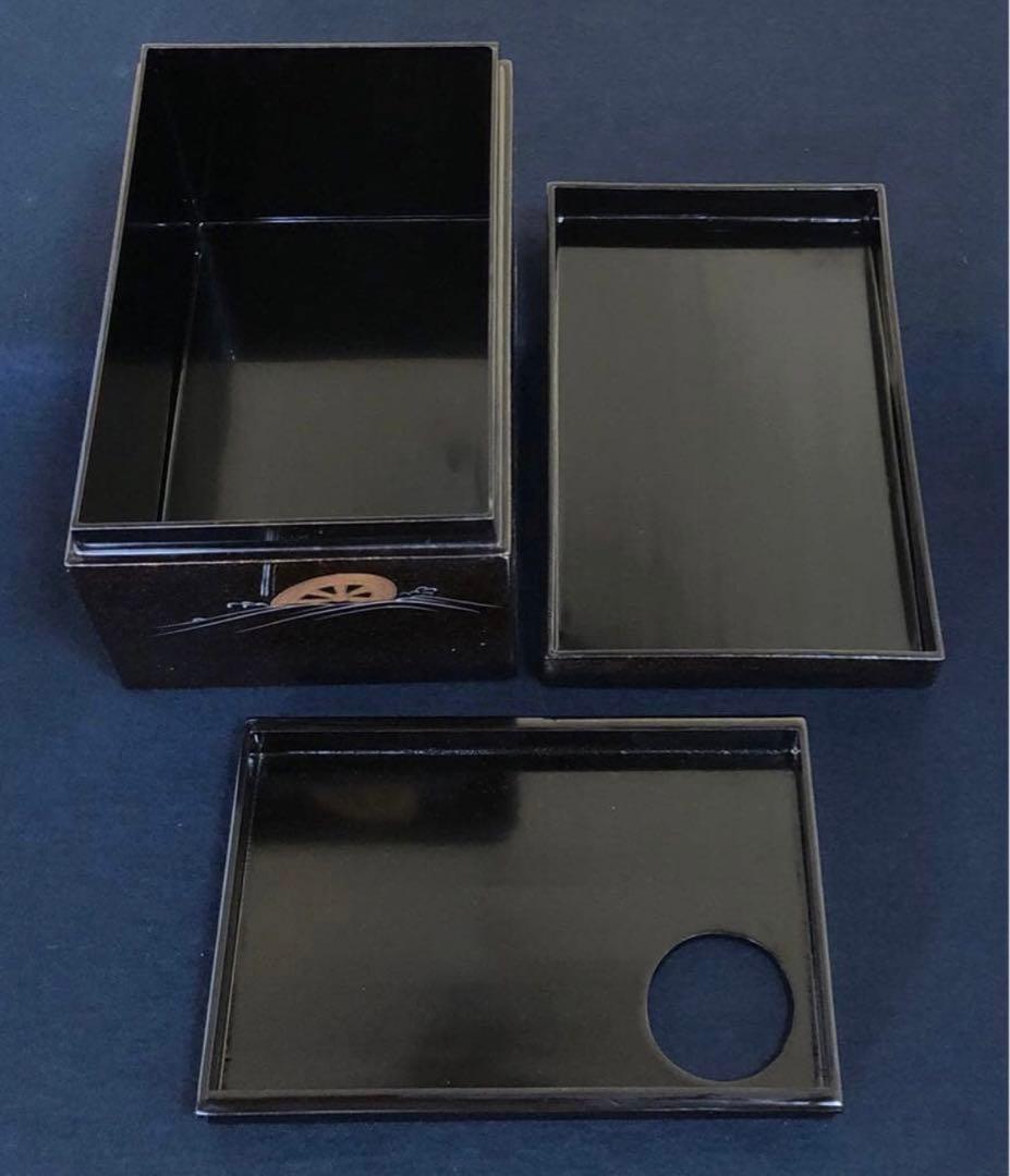 《R》茶道具 梨地 波車蒔絵 螺鈿 青貝 茶箱 木製漆器　260109き2