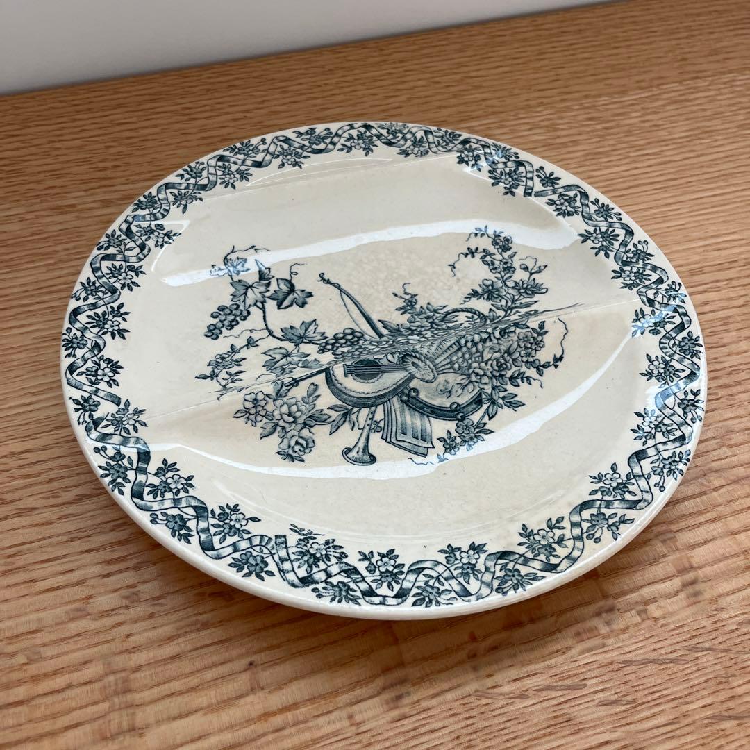 レア✨ フランスアンティーク ロンウィ セパレート プレート 楽器 花 葡萄